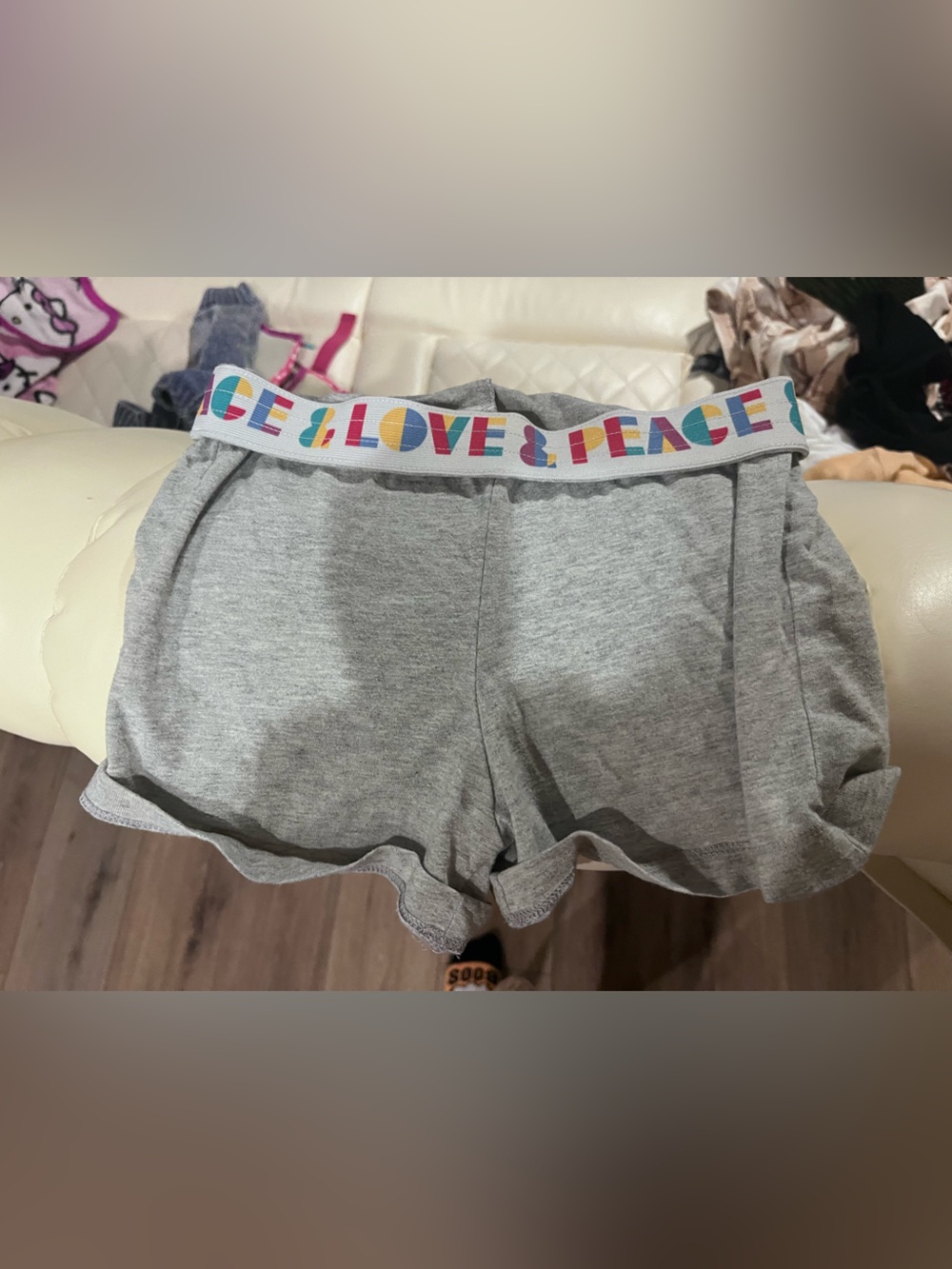 Love & Peace Kids Grey Lounge Shorts with Colorful Waistband